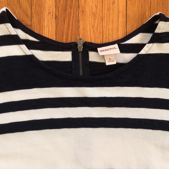 Merona navy blue & white striped tunic sweater, size large - Picture 5 of 10